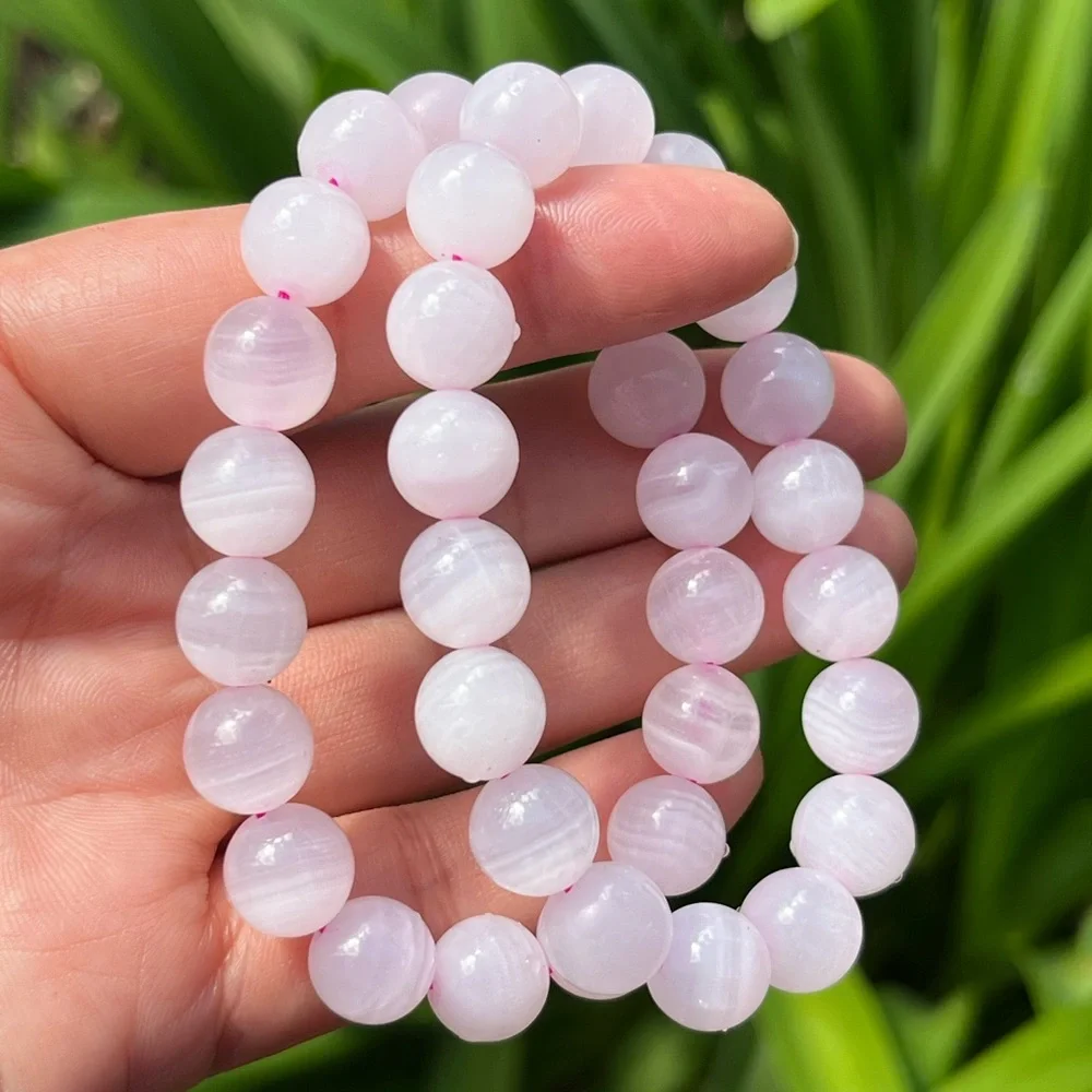 10mm stretchable banded pink‎ calcite bracelet